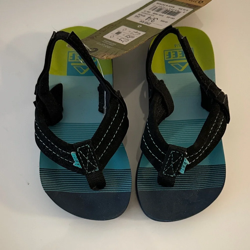 Reef Kids Black and Teal Sandals